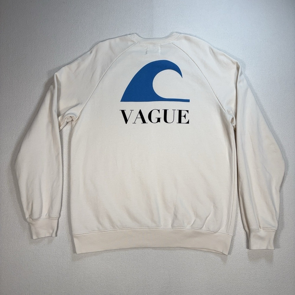 La Paz Cunha Vague Sweatshirt Men's L Off-White Spellout Graphic 100% Cotton